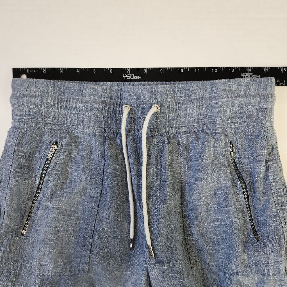 Athleta Cabo 100% Linen Jogger‎ Pants Womens 6 Blue Pull On Casual High Rise - Picture 4 of 10